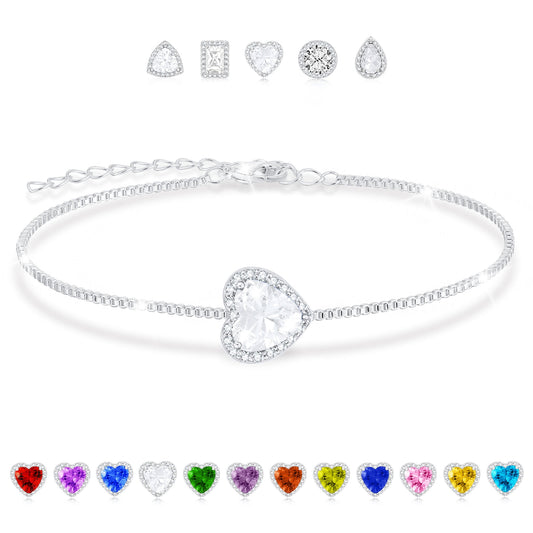 APSVO 18K White Gold Plated Love Heart Charm Bracelets for Women Girls