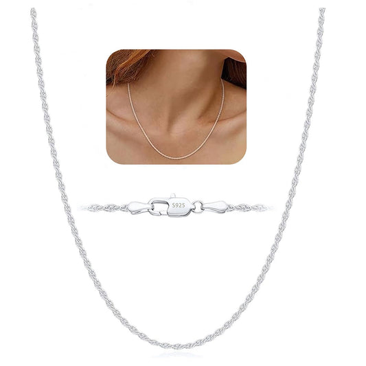 APSVO S925 Sterling Silver Chains for Women 1.5mm/2mm Non-tarnish Rope